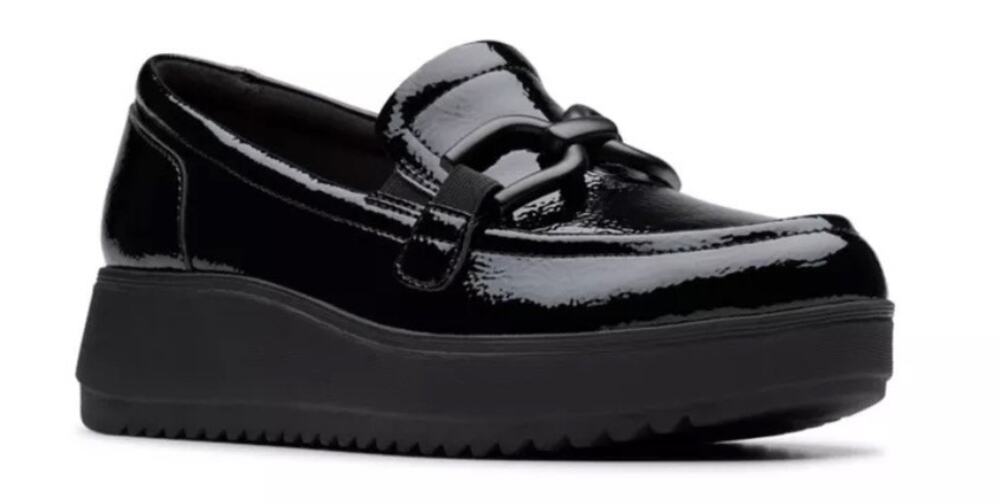 NEW IN BOX Clarks Women’s Patent Leather Platform Shoes Goth Emo Comfort 7.5
